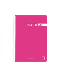 CUADERNO PLASTIPAC 90 GRS. TAPA POLIPROPILENO 4º 80 HOJAS LISO CON MARGEN SURTIDO PACSA - Pack de 5 Unidades -.16573